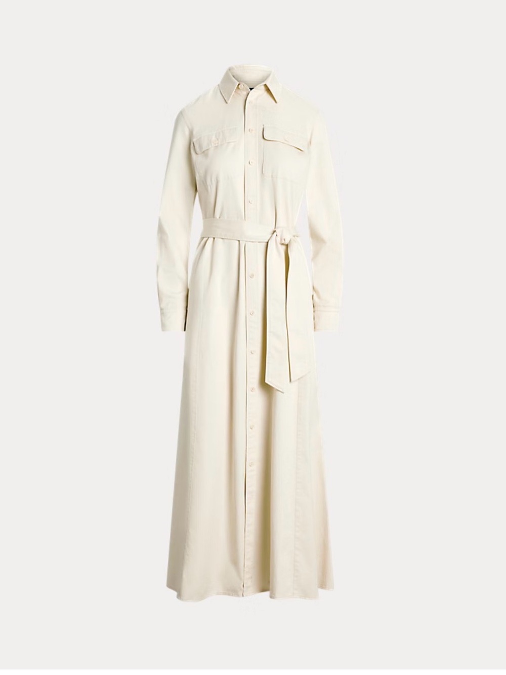 Polo Ralph Lauren Belted Cotton Twill Shirtdress Cream Size 6 NWT
